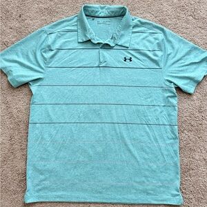 Under Armour Men's Mint Green w/ Gray Stripes Polo Shirt